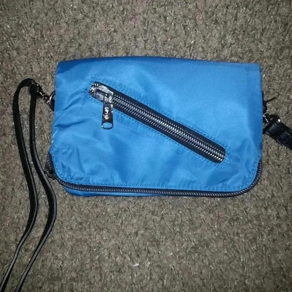 CO-LAB BY CHRISTOPHER KON-Blue Nylon Foldover-Shoulder/Crossbody Bag-Excellent - Picture 2 of 7